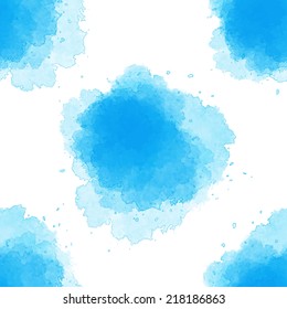 seamless pattern with blue watercolor spots