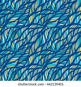 Seamless pattern, blue wave background, vector illustration