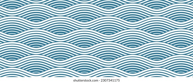 Seamless pattern with blue waves