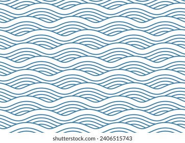 Seamless pattern with blue waves