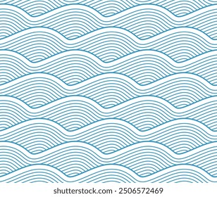 Seamless pattern with blue waves