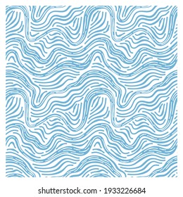 Seamless pattern with blue waves. Design for backdrops with sea, rivers or water texture. Repeating texture. Figure for textiles.