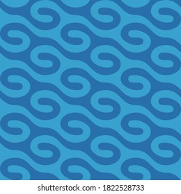 Seamless pattern. Blue waves. Geometric textile print.