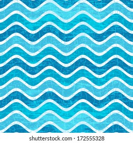Seamless pattern with blue waves in grunge style (vector eps 10)