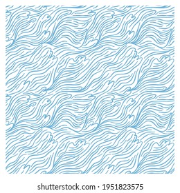 Seamless pattern with blue waves. Repeating texture. Figure for textiles.