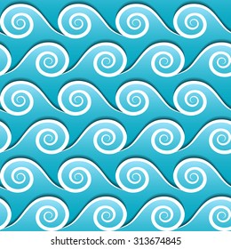 Seamless pattern of blue waves. Vector background.