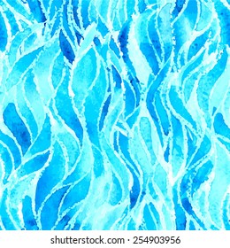 seamless pattern of blue waves watercolor