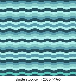 Seamless pattern with blue wavy lines