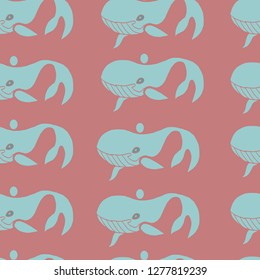 seamless pattern blue whale vector
