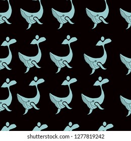 seamless pattern blue whale vector