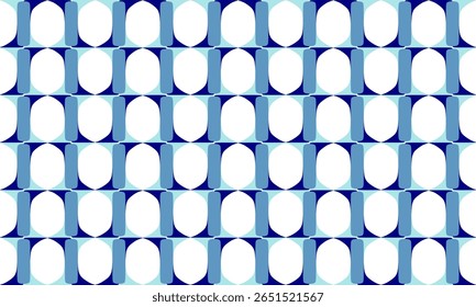 padrão contínuo de fita de linha de bloco azul e branco no fundo branco, padrão contínuo com repetição de ondas azuis como linha de faixa horizontal, design de imagem completa para padrão de impressão de tecido