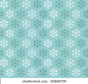 Seamless pattern with blue and white christmas snowflakes on blue background, vector illustration