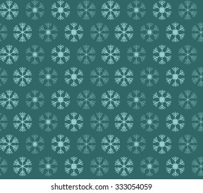 Seamless pattern with blue and white christmas snowflakes on blue background, vector illustration