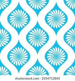 Seamless pattern with blue and white flowers. Vector illustration.