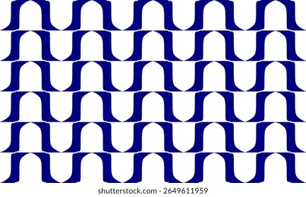 padrão contínuo de fita de linha azul e branca no fundo branco, padrão contínuo com repetição de ondas azuis como linha de faixa horizontal, design de imagem completa para padrão de impressão de tecido