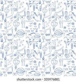 seamless pattern with  blue and white party elements 