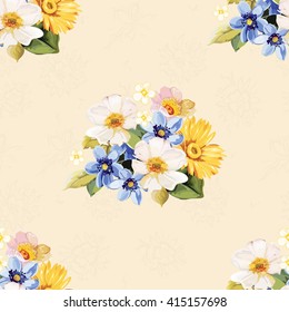 Seamless pattern blue white yellow Vector Illustration EPS8