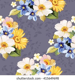 Seamless pattern blue white yellow Vector Illustration EPS8