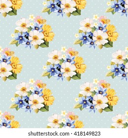 Seamless pattern blue white yellow Vector Illustration EPS8