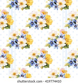 Seamless pattern blue white yellow Vector Illustration EPS8