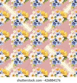 Seamless pattern blue white yellow Vector Illustration EPS8