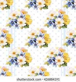 Seamless pattern blue white yellow Vector Illustration EPS8
