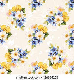 Seamless pattern blue white yellow Vector Illustration EPS8