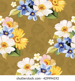 Seamless pattern blue white yellow Vector Illustration EPS8
