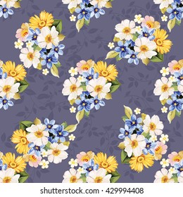 Seamless pattern blue white yellow Vector Illustration EPS8