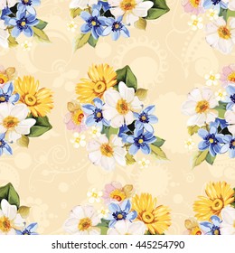 Seamless pattern blue white yellow Vector Illustration EPS8