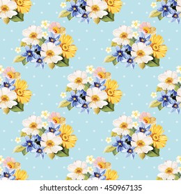 Seamless pattern blue white yellow Vector Illustration EPS8