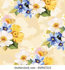 Seamless pattern blue white yellow Vector Illustration EPS8