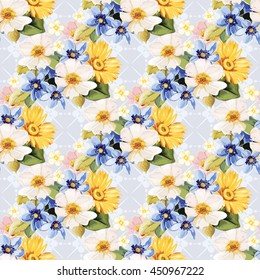 Seamless pattern blue white yellow Vector Illustration EPS8