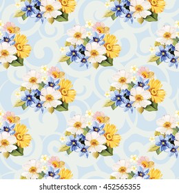 Seamless pattern blue white yellow Vector Illustration EPS8