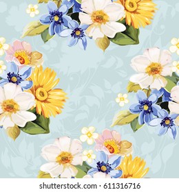 Seamless pattern blue white yellow Vector Illustration EPS8