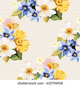 Seamless pattern blue white yellow Vector Illustration EPS8