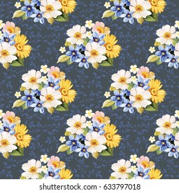 Seamless pattern blue white yellow Vector Illustration EPS8