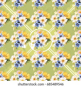 Seamless pattern blue white yellow Vector Illustration EPS8