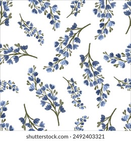 seamless pattern of blue wildflowers for digital printing
