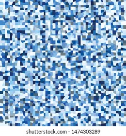 Seamless pattern. Blue winter camouflage made on the basis of pixel design. Shades of ice.