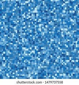 Seamless pattern. Blue winter camouflage made on the basis of pixel design. Shades of ice.