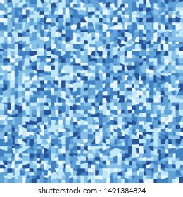 Seamless pattern. Blue winter camouflage made on the basis of pixel design. Shades of ice.