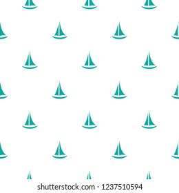 Seamless pattern with blue yachts on white background. Summertime  marine print. Travel ornament. Simple nautical texture for print.  Flat vector illustration.