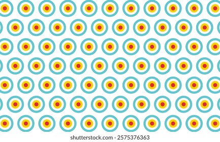 Seamless pattern of blue and yellow polka dots with transparent background