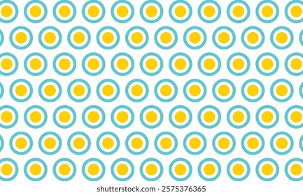 Seamless pattern of blue and yellow polka dots with transparent background