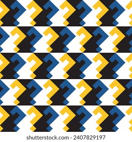 Seamless pattern of blue and yellow question mark. Perfect for creative moving wallpaper witn optical illusion.