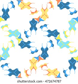 seamless pattern with blue, yellow swimsuit vector illustration