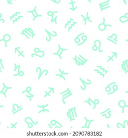 Seamless pattern with blue  zodiac signs.