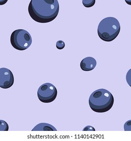 Seamless pattern with blueberries. Berry pastel texture, 3D berries illustration. Summer pastel botanical background.