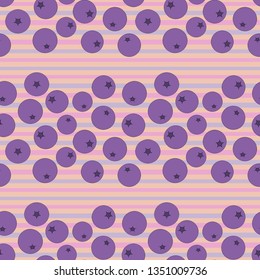 Seamless pattern with blueberries. Berry pastel texture. Summer botanical background.